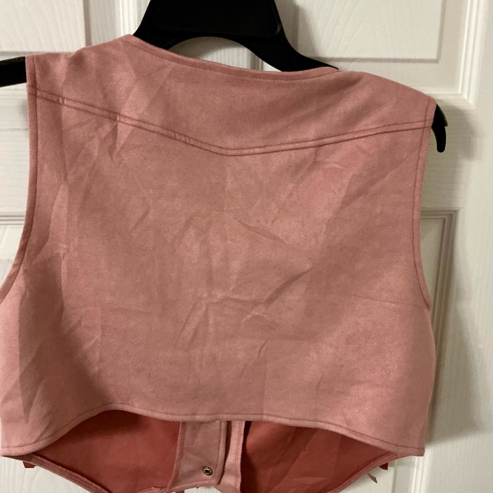 Fringed Suede Vest in Pink - Picture 4 of 5